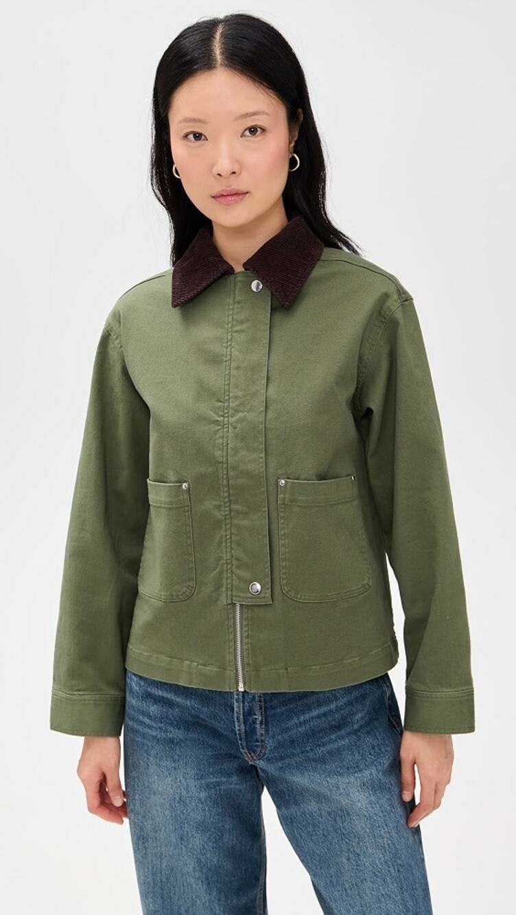 Aligne Midi Barn Jacket Contrast Collar Size 36 EU 4 US